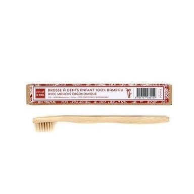 L'Atelier Du Monde Brosse à dent Enfant bambou manche ergonomique, 1 brosse à dents