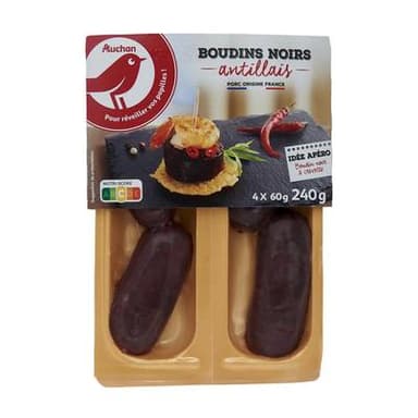Auchan Boudin Noir Antillais., 4x60g