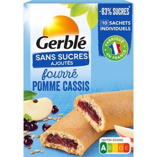 Gerblé Sans Sucres Ajoutés Biscuits Fourrés Pommes Cassis -83% de sucres en moins, 10 biscuits - 180g