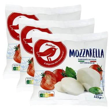 Auchan Mozzarella en boule, Lot de 3x125g