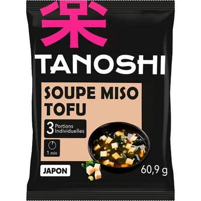 Tanoshi - Japon Soupe Miso au tofu Instantanée en sachet pour 3, 60,9g