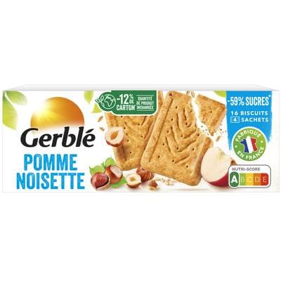 Gerblé Teneur Réduite 16 Biscuits Pomme Noisettes -61% de sucres en moins, 230g