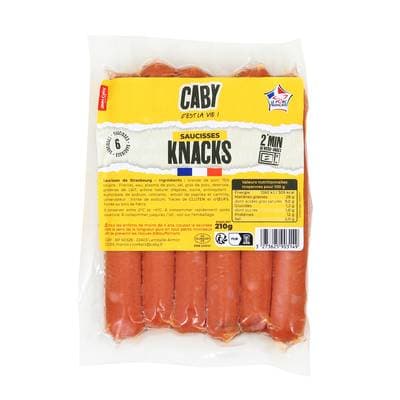Caby Saucisses Knacks, 6 pièces - 210g