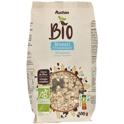 3596710494149 - Auchan BIO - Muesli de céréales Bio croustillant aux graines de courge et tournesol