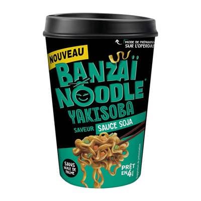 Panzani Nouilles Instantanées Yakisoba saveur sauce soja - Banzaï Noodle en cup, 85g