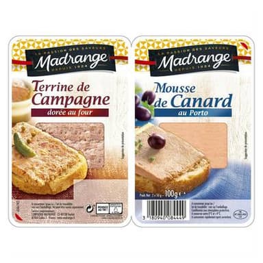 Madrange Duo Terrine campagne et Mousse de canard, 100g