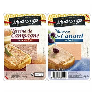 Madrange Duo Terrine campagne et Mousse de canard, 100g