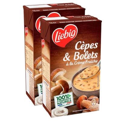 Liebig Soupe Cèpes et Bolets à la Crème Fraîche, Lot de 2x1L