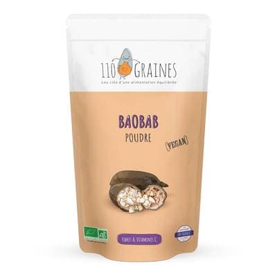 110 Graines Poudre de Baobab Bio - Complément alimentaire, 200g