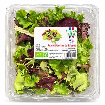 Salade Jeunes Pousses Bio, Barquette de 100g