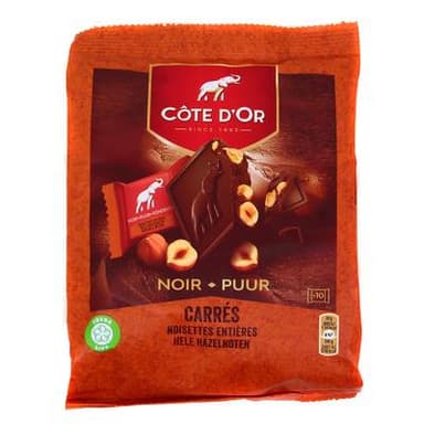 Côte d'Or Carré Noir noisettes, 200g