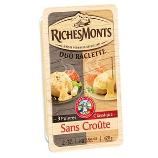 Richesmonts Raclette Duo 3 Poivres & Nature Sans Croute, 420g