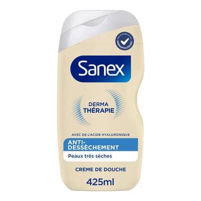 Sanex Crème Douche Derma Thérapie Anti-Dessèchement peaux très sèches, 425ml