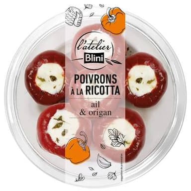 Atelier Blini Mini Poivrons Farcis à la Ricotta, 150g