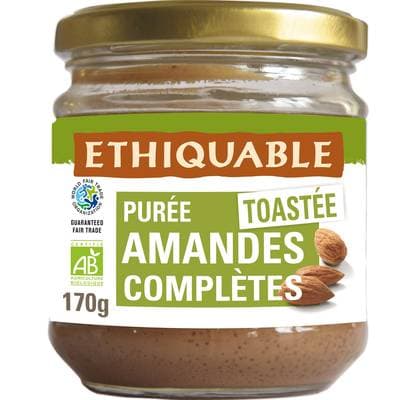 Ethiquable - Commerce Equitable Purée Amandes complètes Bio de Tunisie, 170g