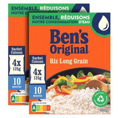 Ben's Original Riz Long Grain 10 minutes Sachet Cuisson, Lot de 2- 4x125g