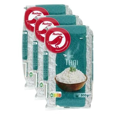 Auchan Riz thaï, Lot de 3x500g