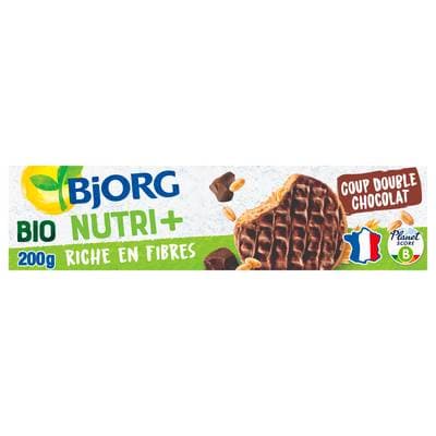 Bjorg Biscuit Coup Double Chocolat Céréales complètes bio Nutri+, 200g