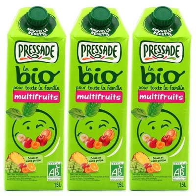 Pressade Nectar multifruits bio, Lot de 3x1,5L