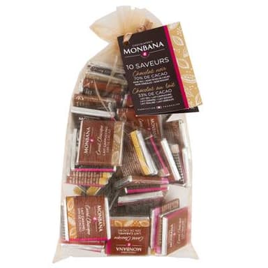 Chocolaterie Monbana Assortiment de carrés de chocolat x50, 200g