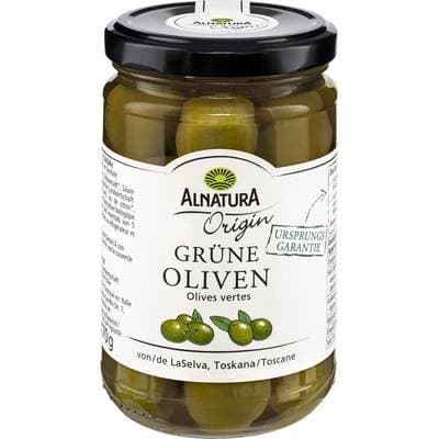 Alnatura Olives vertes avec noyaux bio, 170g