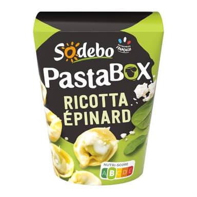 Sodebo Pasta Box Tortellini Ricotta Epinard Sauce au Parmesan, 280g