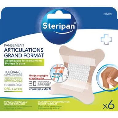 Steripan Pansement articulation grand format, 6 pièces