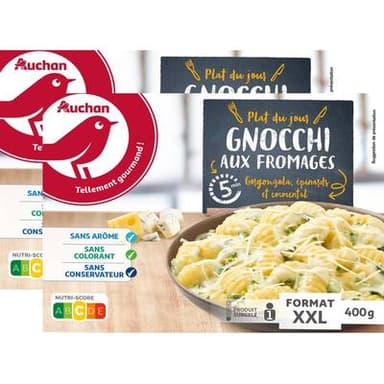 Auchan Gnocchi aux fromages, Lot de 2x400g