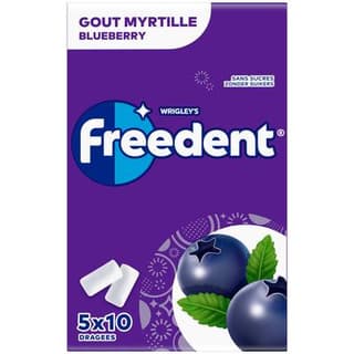 Freedent Chewing gum Myrtille, 5 x 10 dragées