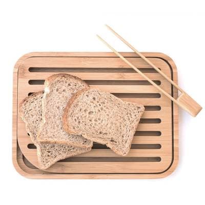 Pebbly Set planche à pain, pince à toast Naturel, 26 x 20 cm