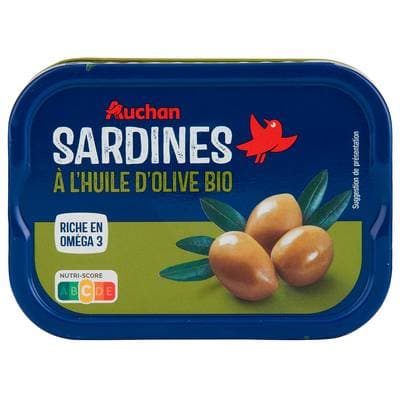 Auchan Sardines à l'huile d'Olive extra bio, 80g