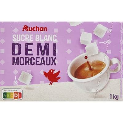Auchan Sucre blanc en demi morceaux, 1kg
