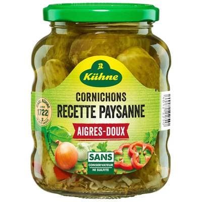 Kühne Cornichons aigre-doux recette paysanne, 185g