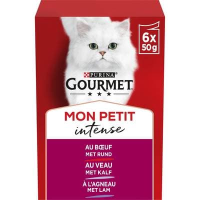 Purina - Gourmet Mon Petit Sachet Sélection à la Viande (Boeuf, Veau, Agneau) pour chat, 6x50g