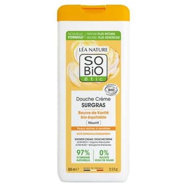 SO'BIO ETIC Crème de douche surgras, au beurre de Karité bio, 650ml
