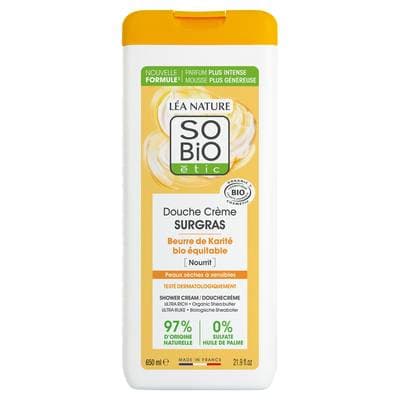 SO'BIO ETIC Crème de douche surgras, au beurre de Karité bio, 650ml