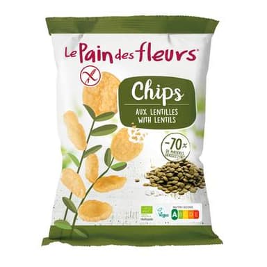 Le pain des fleurs Chips aux lentilles vertes bio, 50g