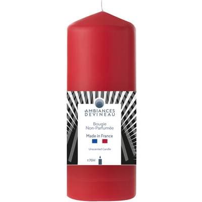 Ambiances Devineau Bougie cylindrique non parfumée Rouge, 17 cm