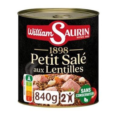 William Saurin Petit salé et lentille, 840g