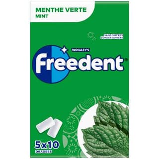 Freedent Chewing gum Menthe Verte sans sucre, 5x10 chewing-gum