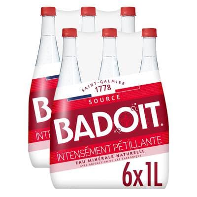 Badoit Eau gazeuse minérale naturelle, intensément pétillante, Lot de 2 - 6x1L