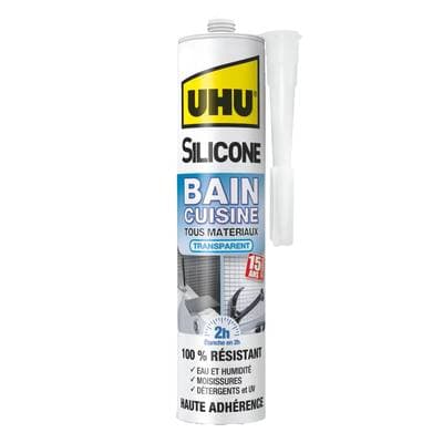 Uhu Mastic silicone salle de bain et cuisine transparent, 300ml