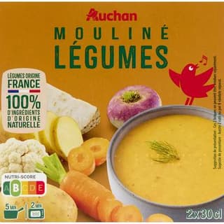 Auchan Mouliné de Légumes Soupe liquide en brique individuelle, 2x30cl
