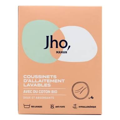 JHO Coussinets allaitement lavables, 4 coussinets