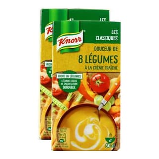 Knorr & La Potagère Soupe Douceur de 8 légumes à la crème fraîche, Lot de 2x50cl