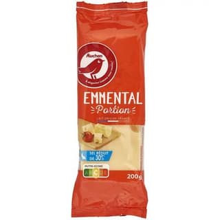 Auchan Emmental en portion sel réduit, 200g