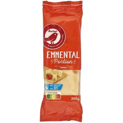 Auchan Emmental en portion sel réduit, 200g
