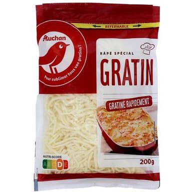 Auchan Fromage râpé spécial gratin, 200g