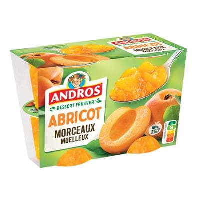 Andros Dessert fruitier avec morceaux abricot, 4x100g