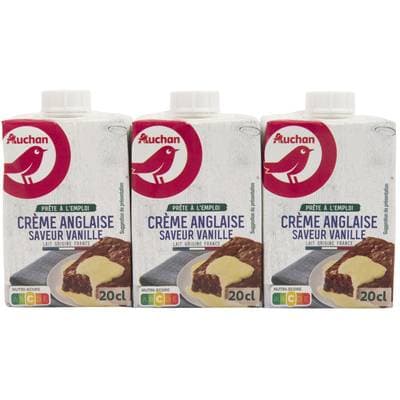 Auchan Crème anglaise saveur vanille UHT, 3x20cl